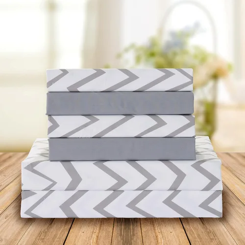 Vista 2 de Elegant Comfort Chevron Pattern Collection - Juego de sábanas de 4 piezas de bolsillo profundo de 1500 hilos, resistente a la decoloración