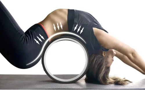 Vista 4 de Rueda de yoga de goma sintética de alta densidad para estiramiento y flexibilidad para ayudar a dolores de espalda y tensión, desgarro, diseño
