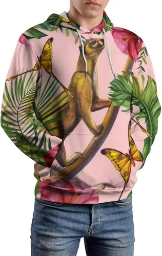 Vista 6 de Unisex Hoodie Flower Butterfly Sweatshirt Drawstring Pullover For Men Women S