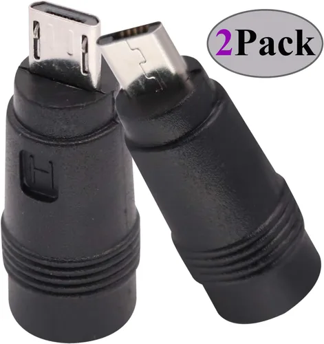 Vista 3 de Adaptador de corriente micro CC de 0.217 x 0.083 in a micro USB 5 V CC fuente de alimentación de cables de carga conector para teléfono celular