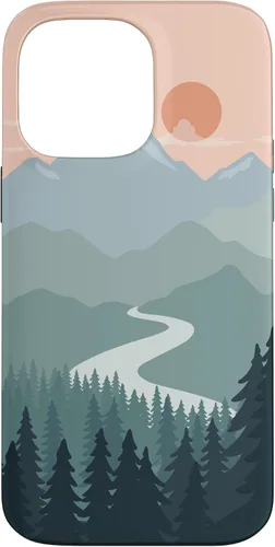 Vista 21 de Boho Chic Pines Forest Mountains Landscape Minimal Sunset Case for iPhone 16