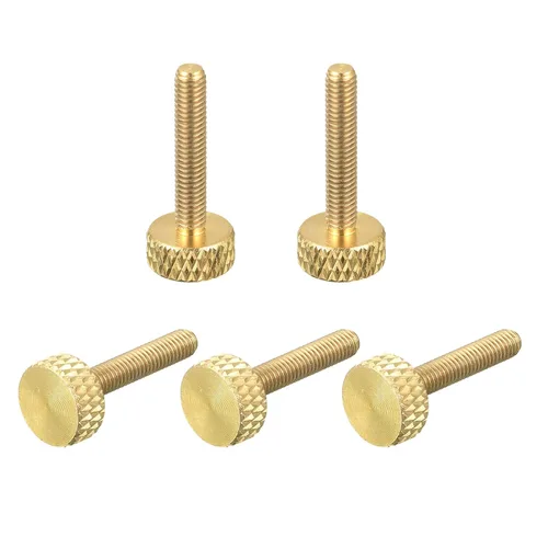 Vista 9 de uxcell 2 tornillos moleteados de latón para pulgar, M3x8mm de agarre plano, perno de sujeción para electrónicos, mecánicos