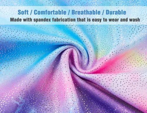 Vista 5 de TENVDA Gymnastics Leotards for Girls 2-12 Years Old Sparkly Multicolor Kids Tumbling Biketards Unitard
