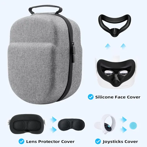 Vista 7 de Retear Estuche de transporte duro compatible con MetaOculus Quest 2 Elite Strap Versión de batería VR y accesorios de control táctil, funda portátil
