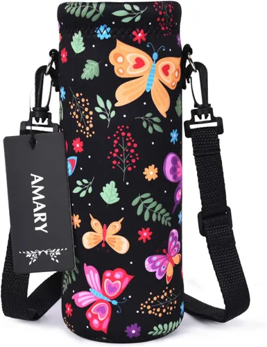 Vista 25 de AMARY - Bolsa de transporte de neopreno para botella de agua, con correa ajustable para el hombro, cubierta aislada para botellas de acero Aves