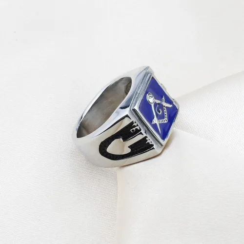 Vista 4 de WKXZMTR Anillo masónico para hombre, joyería punk, masónica, regalos para fanáticos de masón, anillo de amuleto religioso, joyería de masón