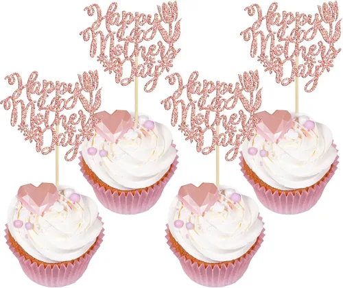 Vista 17 de Gyufise 1 paquete de decoración para pastel del día de la madre, la mejor mamá del mundo, con flores de mariposa, decoración de pastel de cumpleaños