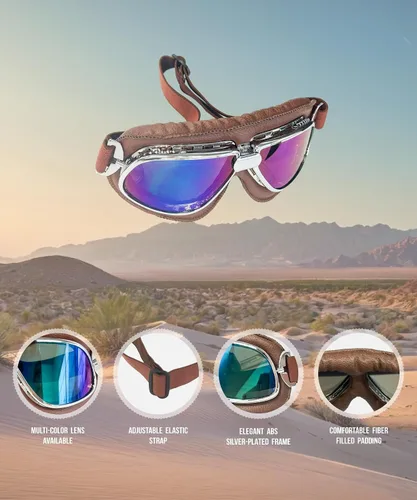 Vista 4 de CRG Sports goggle estilo vintage, aviador para motocicleta T11 - Clásico