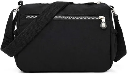 Vista 3 de Bolso de mano de hombro diario impermeable compras elegante nailon mujeres mensajero bolsos bandolera mujer (negro, talla única), Negro