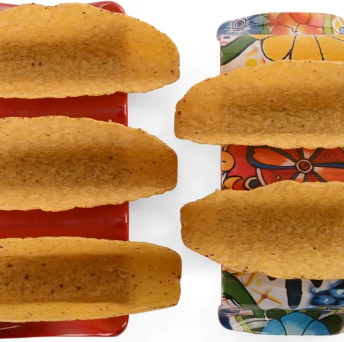 Vista 4 de Prepara Soporte múltiple para tacos, amarillo, capacidad para 3 tacos (paquete de 6)