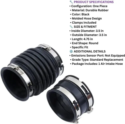 Vista 6 de Manguera de entrada de aire del motor compatible con Frontier 4.0L V6 2005-2019, Pathfinder 4.0L V6 2005-2012, Xterra 4.0L V6 2005-2015, repuesto