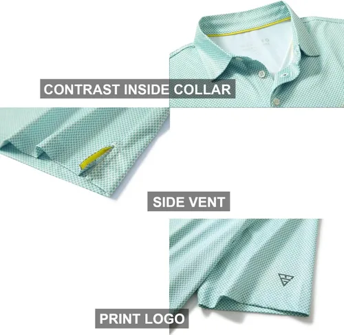 Vista 4 de Men's Golf Polo Shirts Short Sleeve Striped Performance Moisture Wicking Dry Fit Golf Shirts for Men