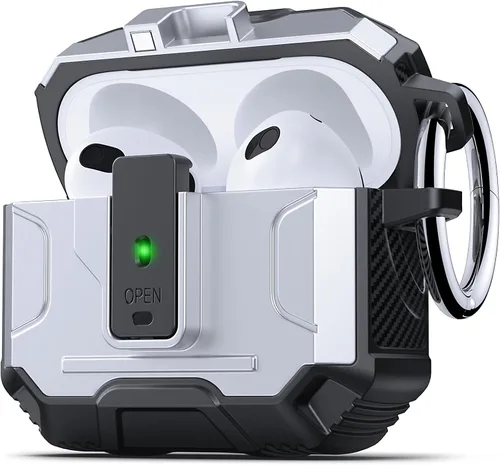 Vista 41 de DASFOND - Funda de armadura para AirPods de 2ª y 1ª generación, carcasa de cuerpo completo de grado militar a prueba de golpes, soporte de carga