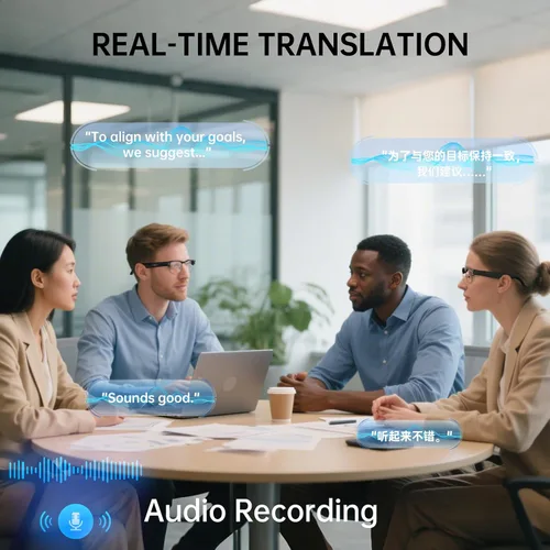 Vista 4 de Lentes inteligentes Bluetooth con cámara HD, grabación de video 1080P, voz AI, chatgpt, audio de oído abierto, música, llamadas, micrófono ANC