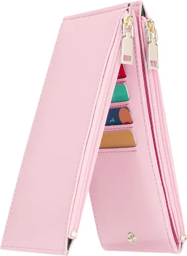 Vista 10 de Mayski Cartera RFID para mujer, forma de N, Negro, Tamaño compacto
