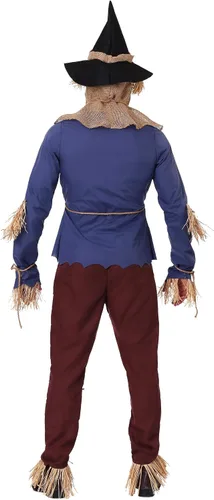 Vista 5 de Disfraz de espantapájaros para adultos, disfraz de hombre de paja con sombrero para Halloween, cosplay y fiestas temáticas, talla XS
