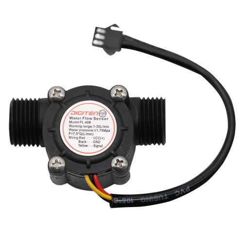 Vista 4 de DIGITEN FL-408W-P Medidor de flujo de agua de 1/2 pulgada con interruptor de sensor Hall de rosca BSP, contador de medidor de flujo impermeable