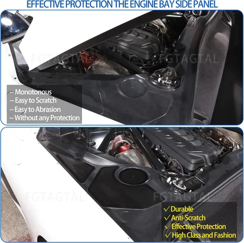 Vista 2 de Cubierta del panel lateral del motor compatible con Chevrolet Corvette C8 2020-2026, cubiertas traseras del motor, accesorios de decoración