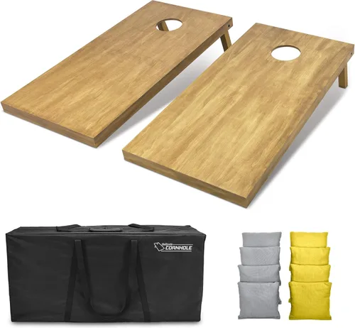 Vista 48 de GoSports 4 ft x 2 ft Regulation Size Wooden Cornhole Boards Set with Light Brown Finish - Includes Carrying Case and Bean Bags Negro- gris