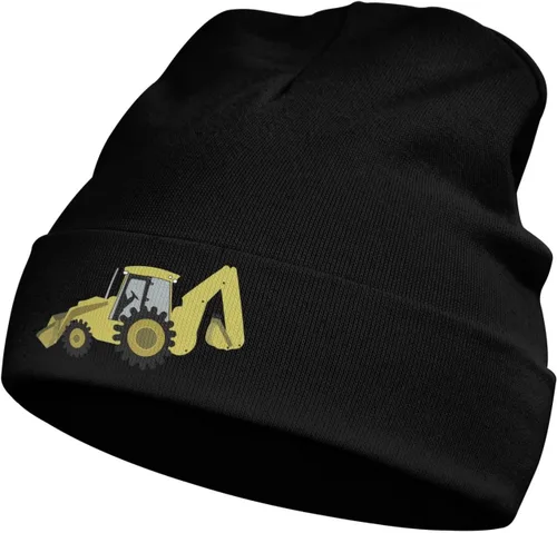 Vista 2 de Gorros de punto para niños pequeños y cálidos de punto con retroexcavadora de construcción