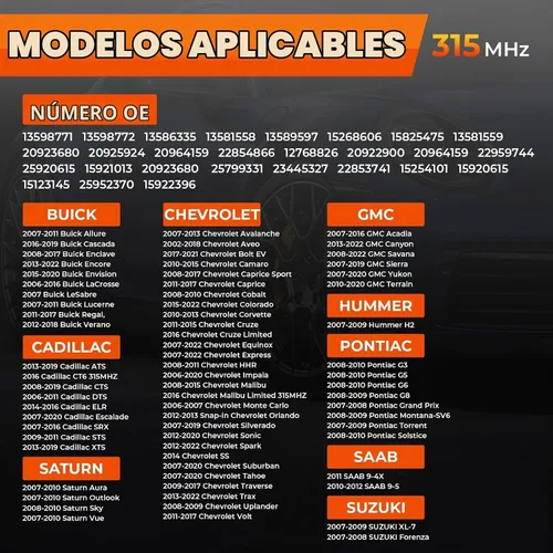 Vista 2 de Sensor TPMS, sistema de monitor de presión de neumáticos de 315 Mhz