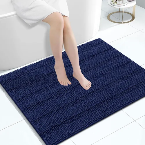 Vista 31 de Grandaily Alfombras de baño de felpilla a rayas de 24 x 16 pulgadas, extra gruesas y suaves, absorbentes, parte trasera de goma, alfombra de ducha