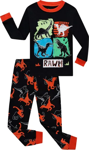 Vista 2 de Benaive Pijama para niños, pijama de algodón para niño, conjunto de pantalones de 4 piezas para niños