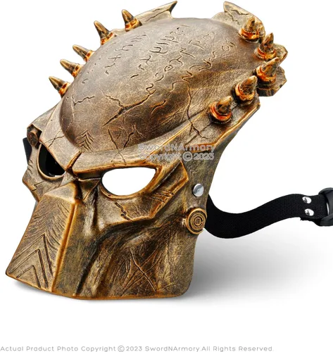 Vista 2 de Munetoshi Depredador Alien Máscara Hunter Guerrero Scifi Acción Película Cómic Cosplay Bronce Negro