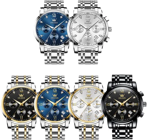 Vista 9 de OLEVS Relojes para hombre reloj de lujo de cuarzo luminoso resistente al agua cronógrafo para hombre