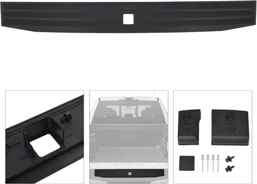Vista 2 de Compatible con Ford F-150 2021 2022 2023 Tapa Central Flexible del Portón Trasero con Botón de Liberación Moldura de Adorno ML3Z-9940602-A
