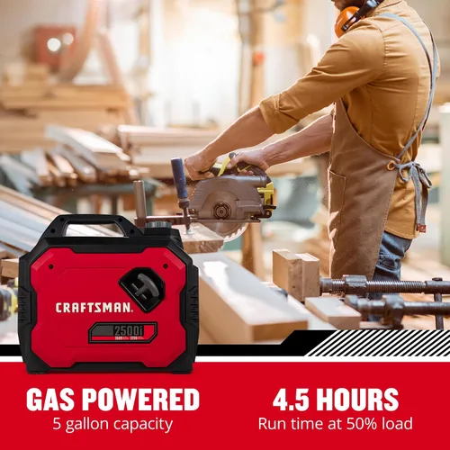Vista 4 de Craftsman C0010250 Generador portátil de gas de 2,500 vatios - Potencia confiable para actividades al aire libre - Funcionamiento silencioso
