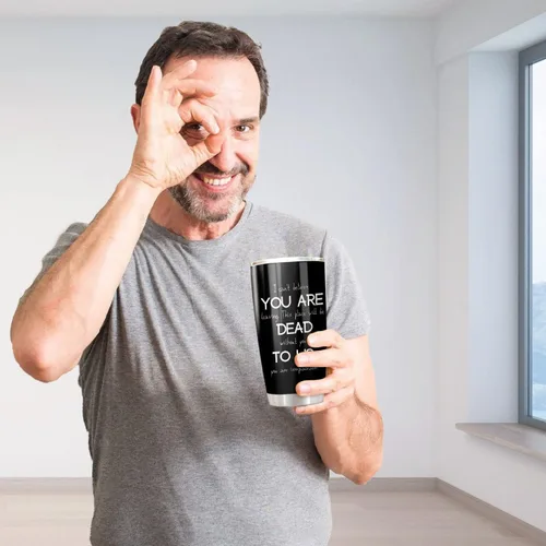 Vista 5 de CHICKOR Vaso térmico de 20 onzas con tapa con texto en inglés "You Are Dead To Us", regalo de despedida para empleados gerentes de trabajo, regalos