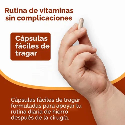 Vista 5 de Suplemento de hierro con vitamina C, 30 mg de hierro, 60 mg de vitamina C, vitaminas bariátricas para pacientes con WLS, manga vertical y cirugía