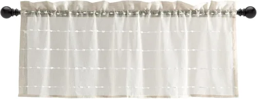 Vista 8 de Lush Decor Cenefa para Cortina de Ventana Transparente con Textura Estilo Granja, 52"A x 18"L, Beige