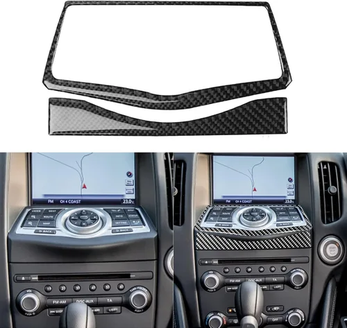 Vista 17 de Adhesivo decorativo de fibra de carbono suave para el interior del automóvil, velocímetro de control central, compatible con Nissan 370Z Z34 2019
