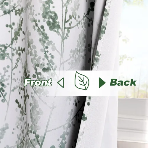 Vista 4 de MYSKY HOME Cortinas para sala de estar, 84 pulgadas de largo, con aislamiento térmico, cortinas de oscurecimiento de habitación, patrón de ramas