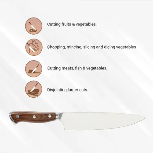 Vista 6 de Cuchillo de cocina personalizable de acero inoxidable con grabado láser, regalos de cocina para él, regalos de inauguración de la casa, juego
