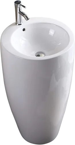 Vista 4 de Fine Fixtures Pedestal de la isla, elegante fregadero de pedestal de una pieza, China vítrea