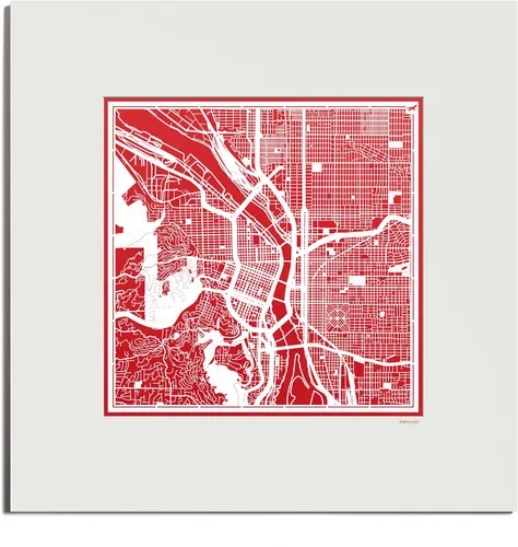 Vista 41 de O3 Design Studio San Diego, CA Paper Cut Map Matted Grey 20x20 in Paper Art