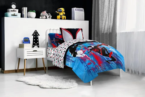 Vista 7 de Marvel Spiderman - Juego de edredón tamaño matrimonial de 7 piezas para niños, multicolor Bed in a Bag, Comforter Sheets Shams Pillowcases, Multi