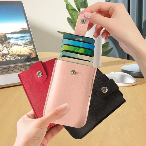 Vista 2 de huxihom Cardcarie - Organizador extraíble para tarjetas de crédito, 3 unidades, tarjetero para mujeres, cartera para tarjetas de crédito, cartera