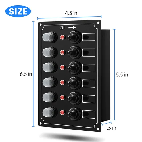 Vista 5 de Panel de interruptores marinos, Haoguo Panel eléctrico de barco de 6 Gang con disyuntor, IP67 impermeable, aplicable a barcos, yates, barcos