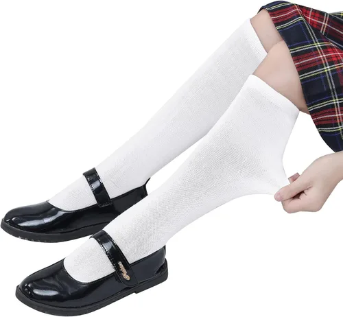 Vista 2 de Zando 3 pares de calcetines altos hasta la rodilla de algodón para uniforme escolar niños calcetines de fútbol al aire libre tubo largo 3-14 años