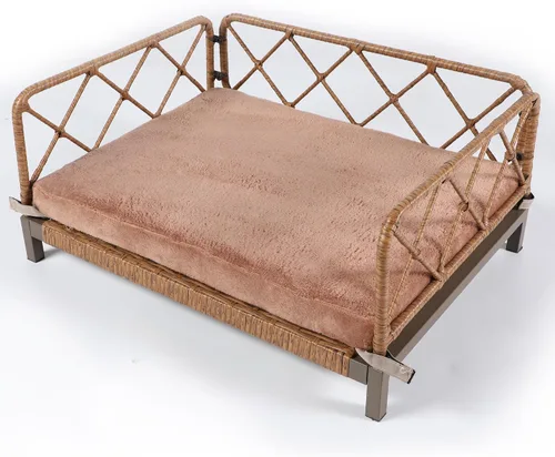 Vista 3 de Camas elevadas impermeables para perros con soporte de espuma para huevos, cama para mascotas, sofá cama para perros al aire libre, sofá cama Marrón