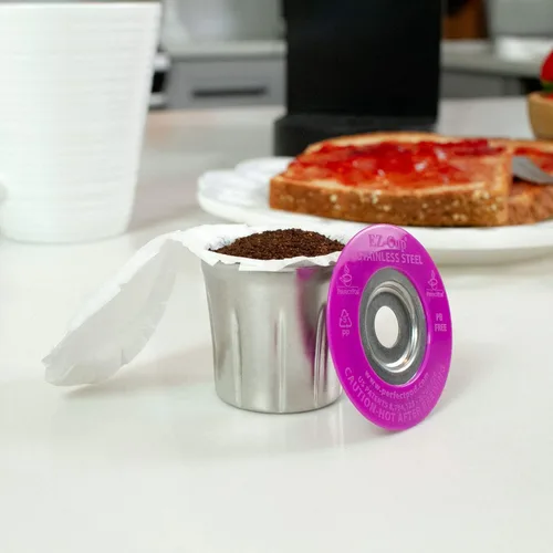 Vista 8 de EZ-Cup - Cápsula de café reutilizable de acero inoxidable para Keurig + 25 filtros de papel desechables, cápsula recargable compatible con Keurig