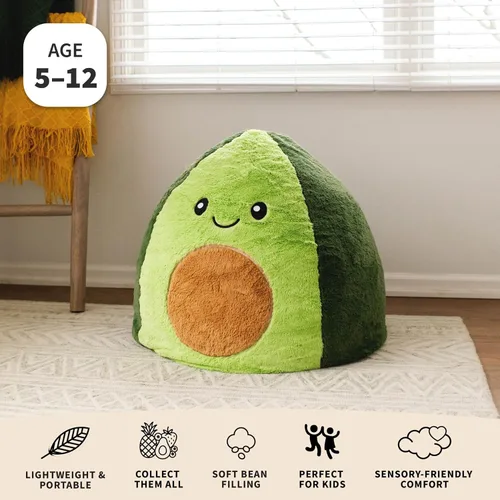 Vista 7 de Big Joe Avocado PlushiPals - Silla de puf súper suave para niños, ultra suave mezcla de poliéster y peluche, 2.5 pies recargable 2.5 feet