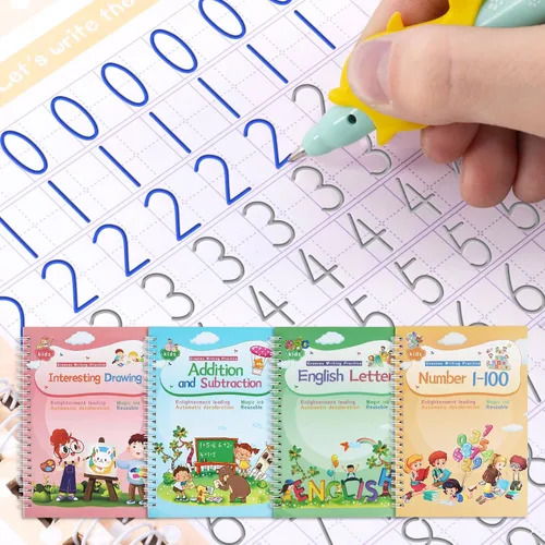 Vista 7 de Libros de escritura mágica, cuaderno de práctica de escritura a mano, ayuda para escribir a mano, bolígrafo mágico reutilizable, diseño