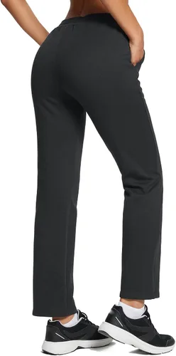 Vista 2 de BALEAF - Pantalones elásticos de viaje con bolsillos con cremallera, pantalones de golf y atléticos de cintura alta con FPU50+ para trabajo y uso