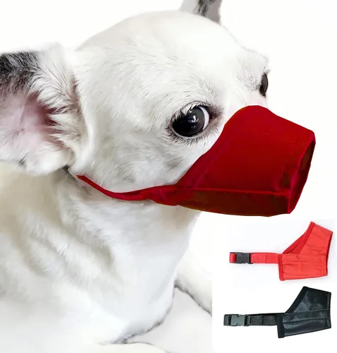 Vista 7 de Bozal para perros XS (2 piezas) de malla de aire suave para perros pequeños con hocico largo, ajuste rápido para aseo, ajustable, evita que muerdan