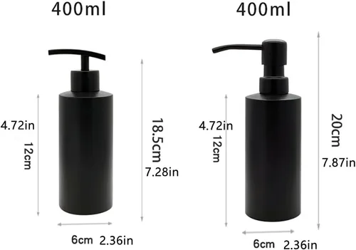 Vista 4 de Dispensador de jabón negro, dispensador de jabón cilíndrico, dispensador de loción de champú, dispensador de acondicionador para baño, cocina
